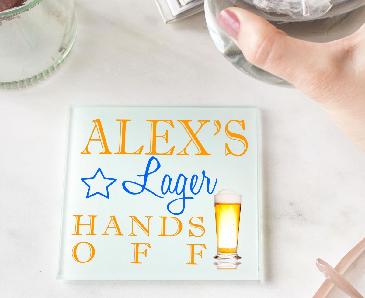 Personalised Lager Glass Gift Drinks Coaster